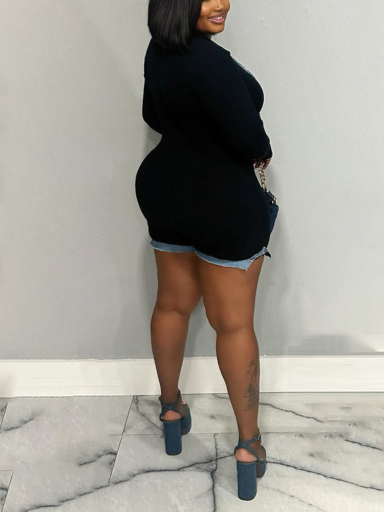 Denim-Trimmed Rompers