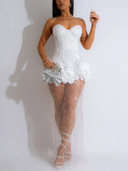 Strapless Sequin Mesh Dresses