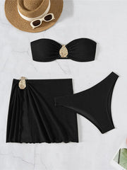 3 PCS With Bandeau Bikini Three-pieces Bikini Set