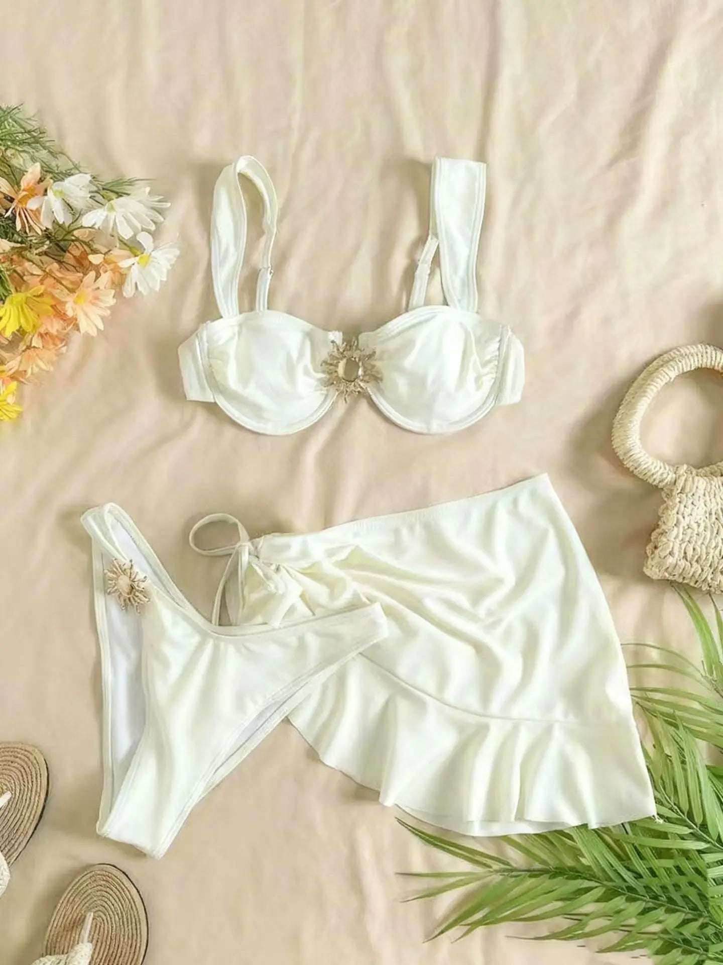 3-Piece Bikini Set Y2K Swimsuit for Sale Two Piece with Cover Up Thongs Bandage Micro Bikini Sets