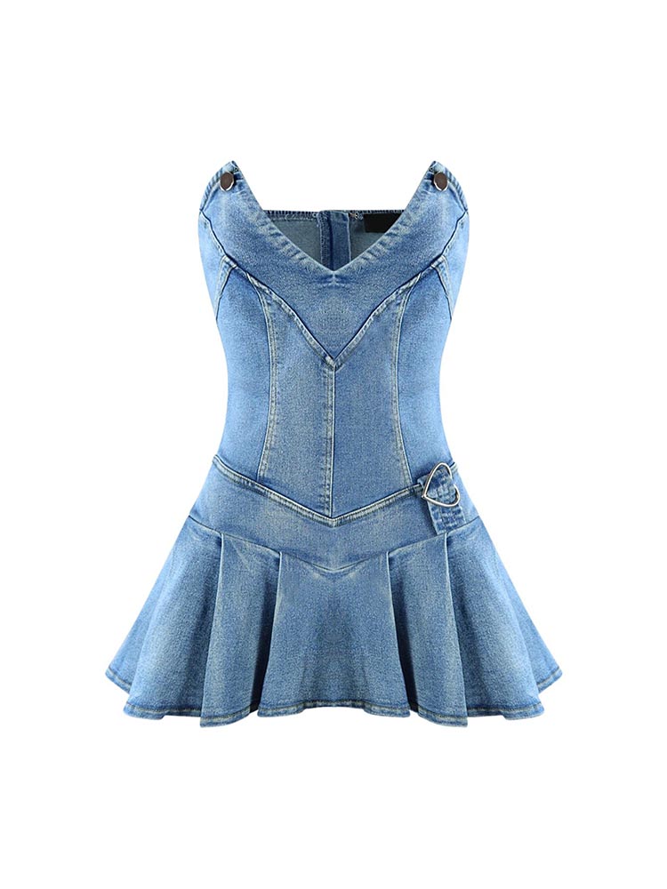 Sweetheart Denim Mini Dresses