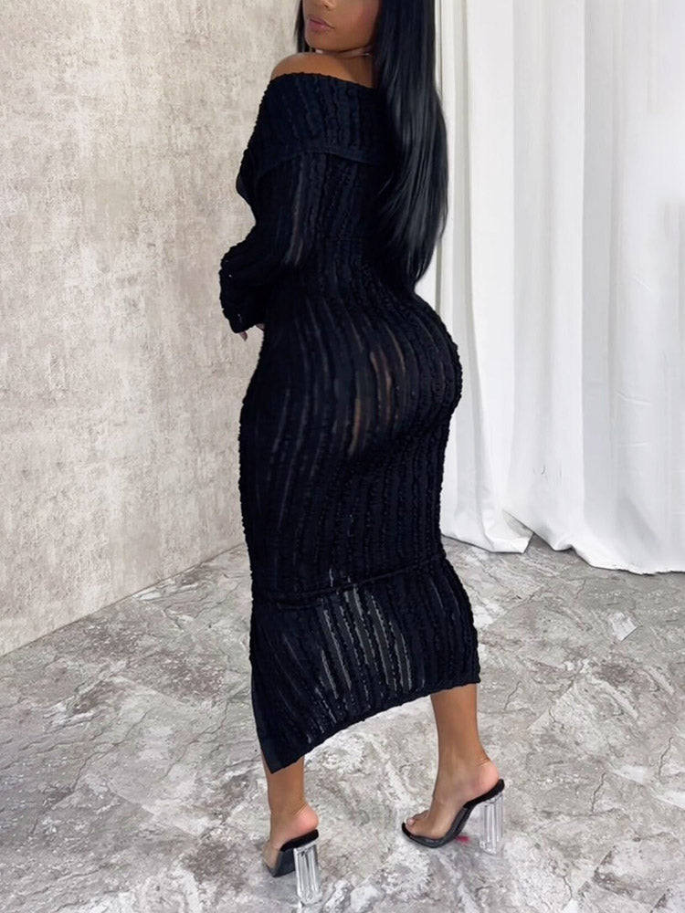 Off Shoulder Mesh Dresses