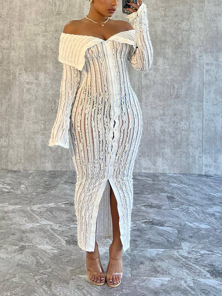 Off Shoulder Mesh Dresses