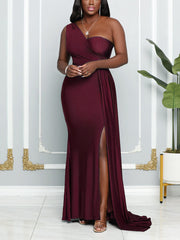 One Shoulder Slit Wedding Dresses