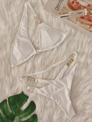 4 Colors Diamond Rhinestones One Shoulder Bikini Two-pieces Bikini Set Suit