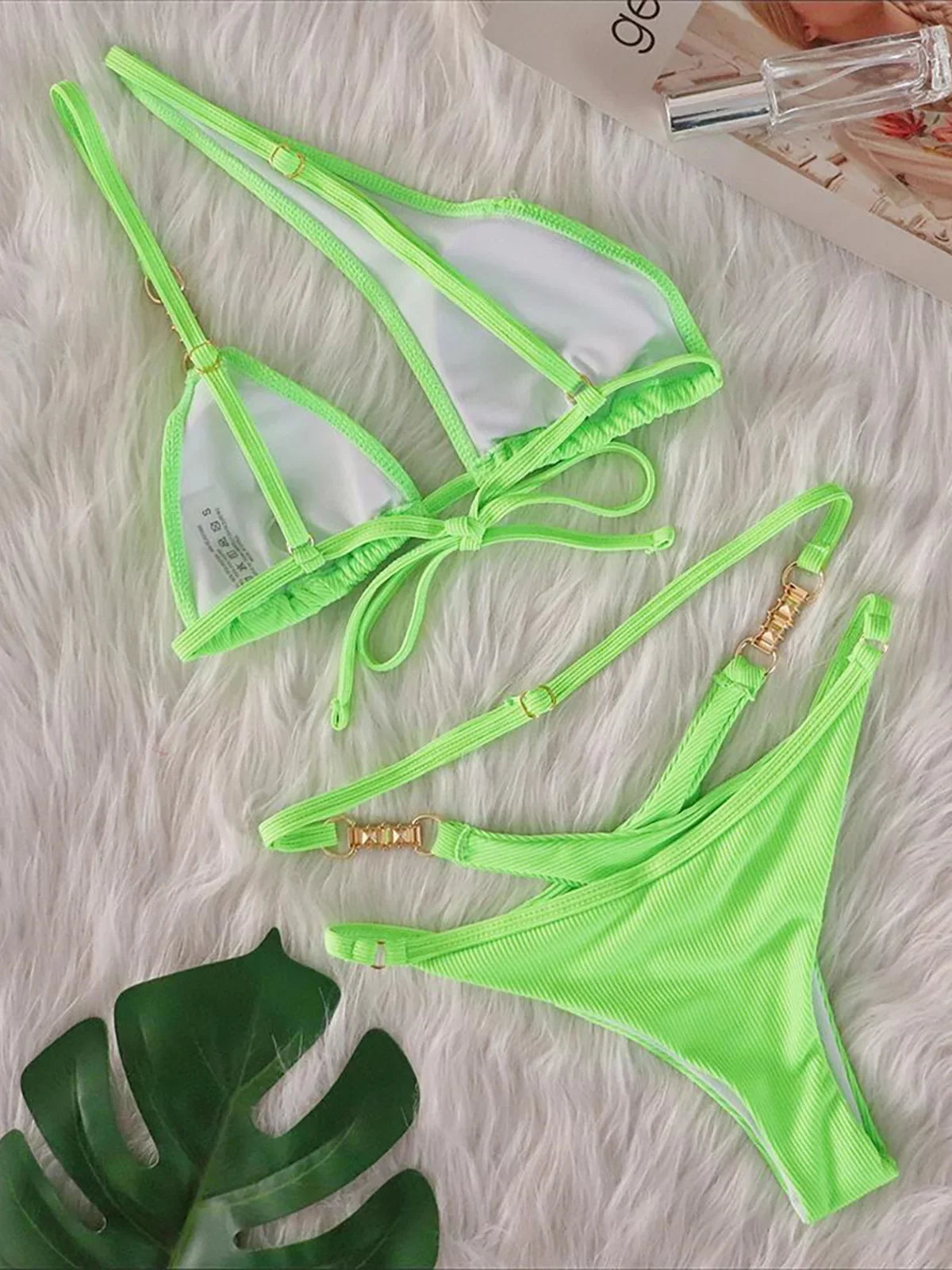 4 Colors Diamond Rhinestones One Shoulder Bikini Two-pieces Bikini Set Suit