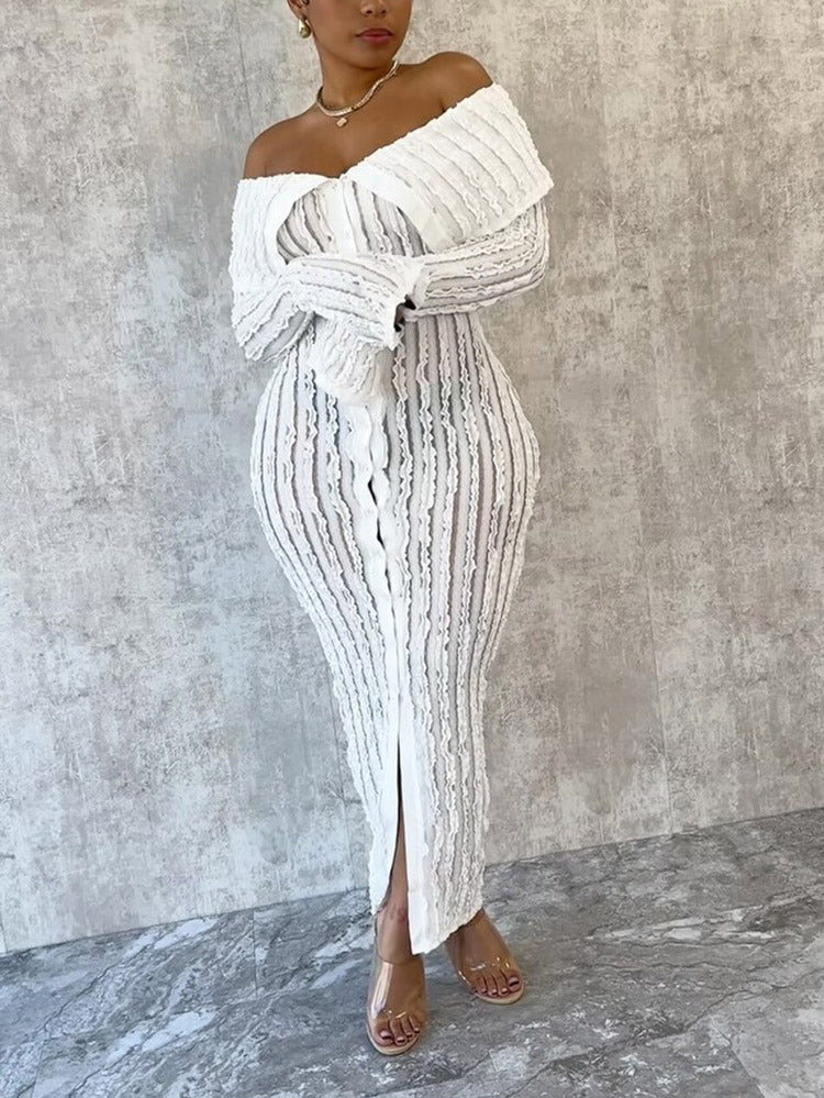 Off Shoulder Mesh Dresses