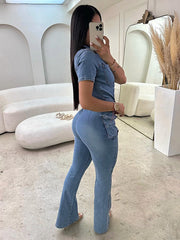 Denim Cargo Jumpsuits