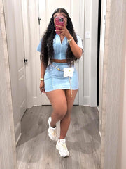Ribbed Crop Top Skirt Set