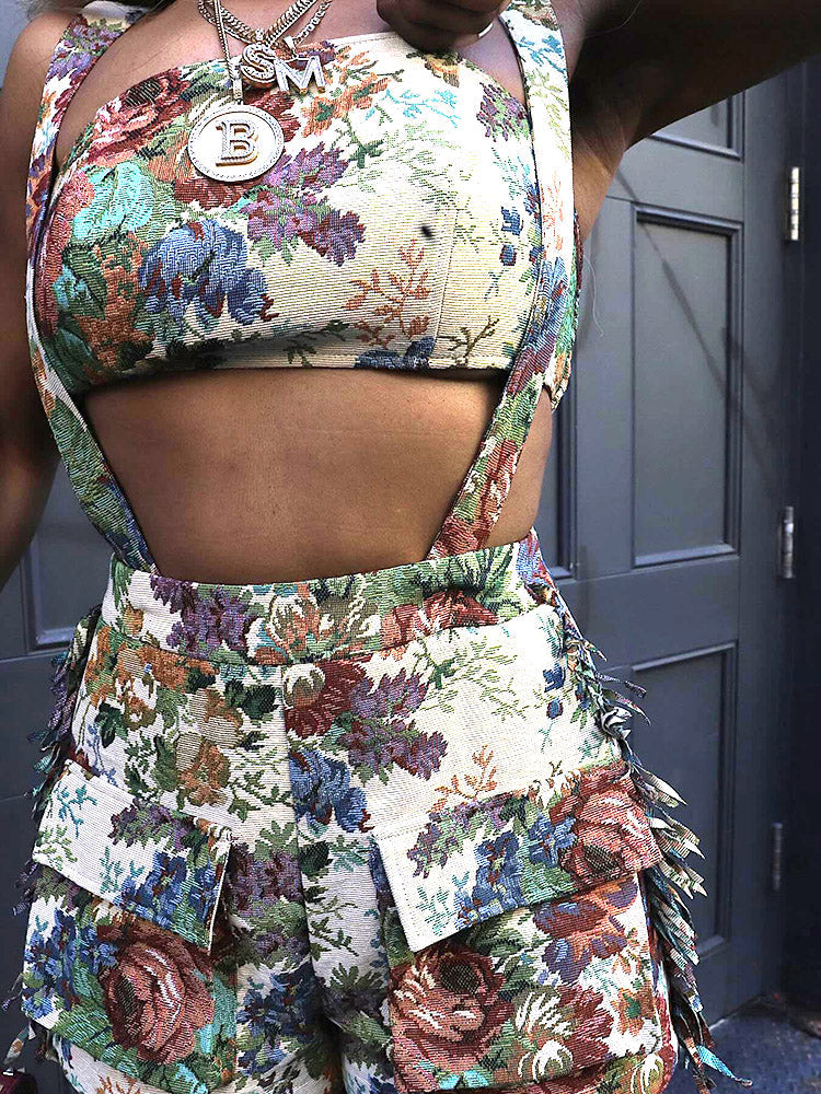 Vintage Tube Top Overall Set