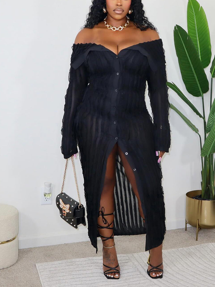 Off Shoulder Mesh Dresses