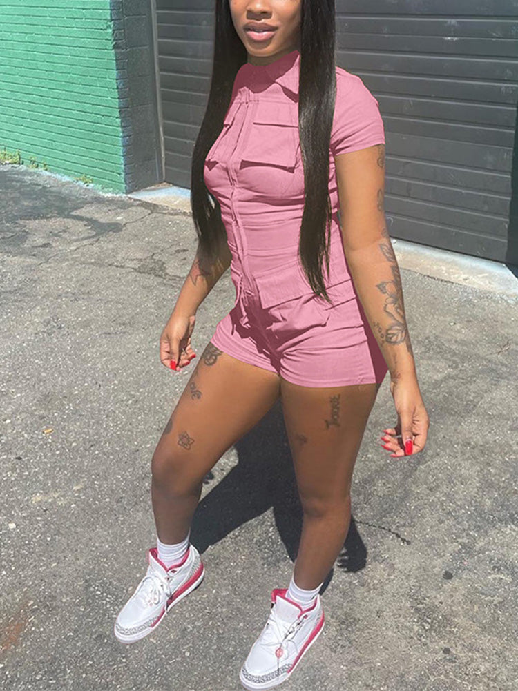 Zip Up Cargo Rompers