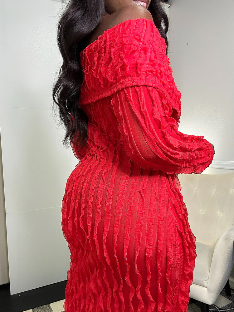 Off Shoulder Mesh Dresses