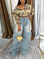 Vintage Floral Zip-Up Crop Jackets