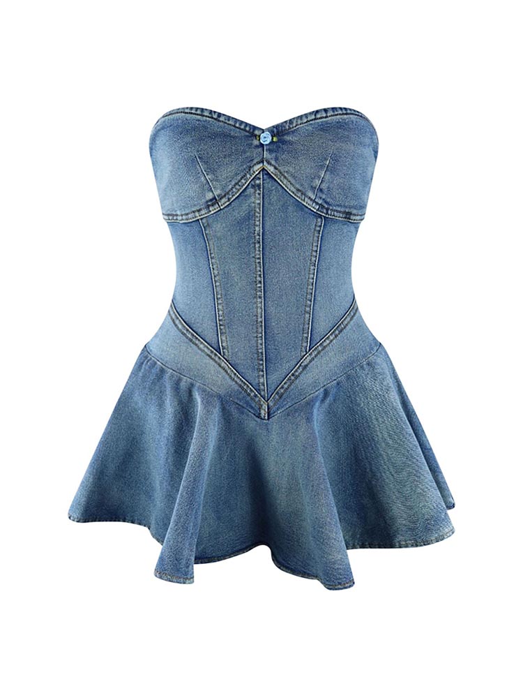 Sweetheart Denim Mini Dresses