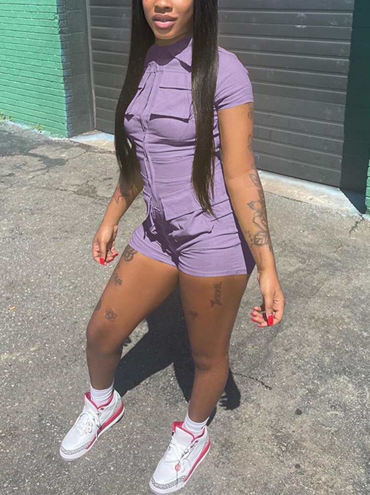 Zip Up Cargo Rompers