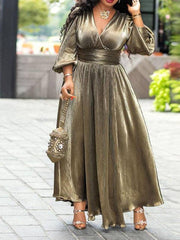 Glitter Split V Neck Party Dresses