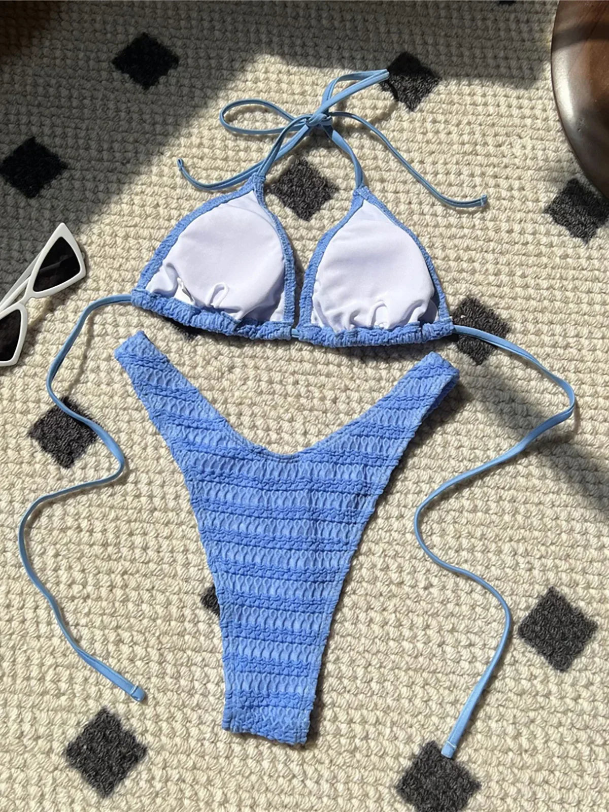 5 Colors Wrinkled Halter Bikini Two-pieces Bikini Set