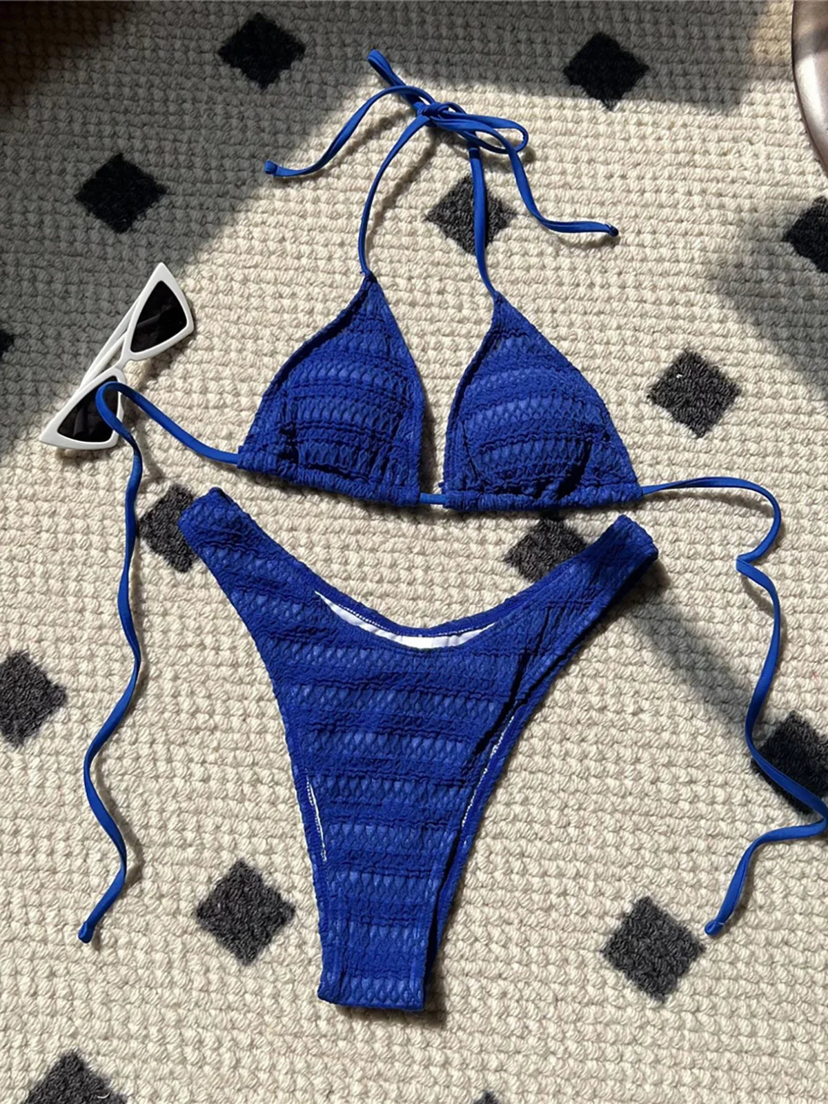 5 Colors Wrinkled Halter Bikini Two-pieces Bikini Set