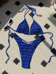 5 Colors Wrinkled Halter Bikini Two-pieces Bikini Set
