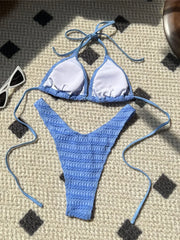 5 Colors Wrinkled Halter Bikini Two-pieces Bikini Set