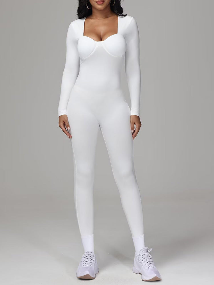 Square Neck Bodycon Jumpsuits