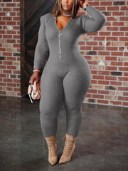 Knitted Padded Shoulder Hooded Jumpsuits
