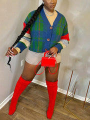 Retro Plaid Knit Cardigans