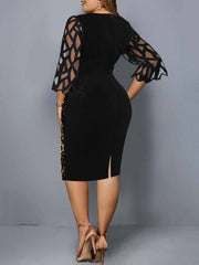 Sequin Embellish Quarter Sleeve Dresses