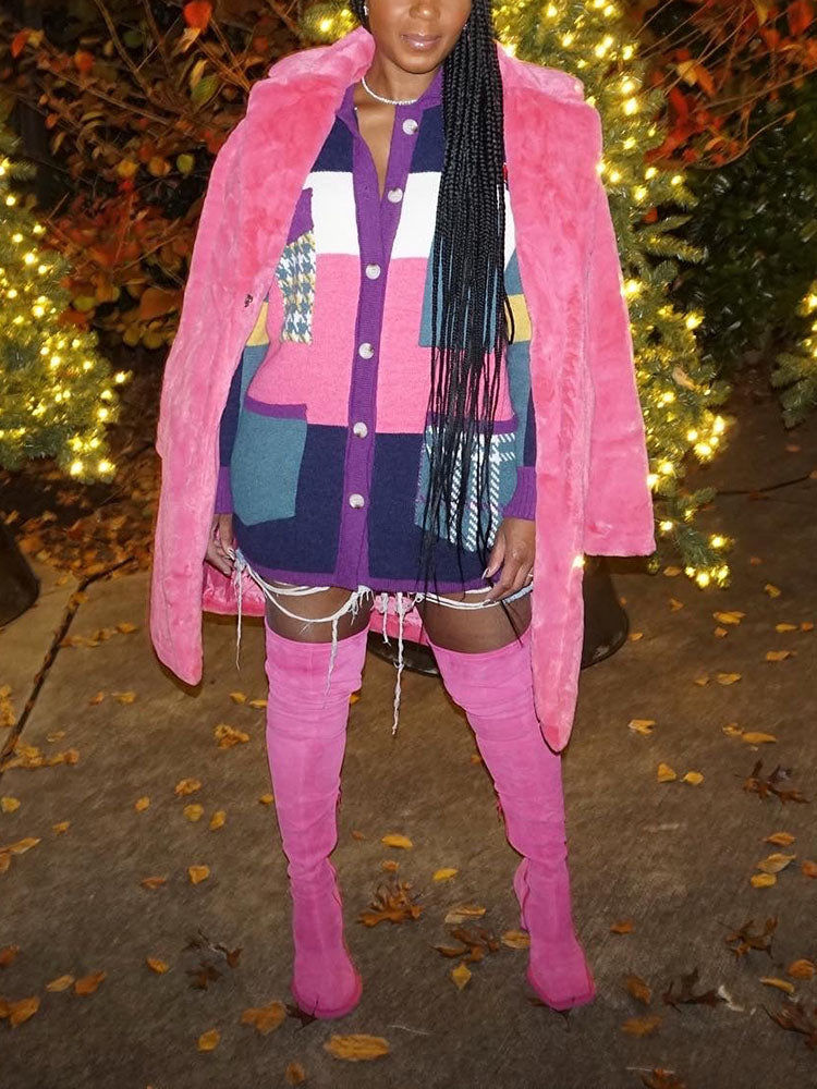 Retro Color Block Sweater Cardigans