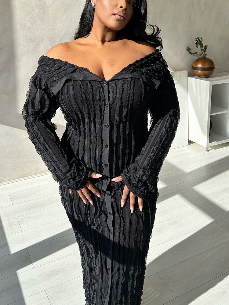 Off Shoulder Mesh Dresses