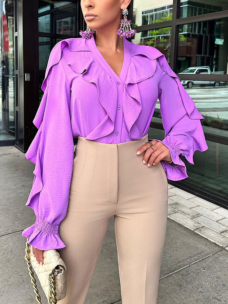 Ruffle Solid Tops
