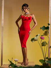 Robe midi bustier à fleurs 