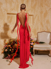 Robe longue à fleurs spaghetti 