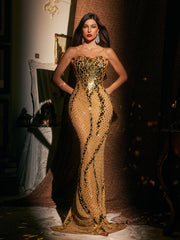 Robe longue fendue en acrylique 