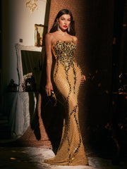 Robe longue fendue en acrylique 