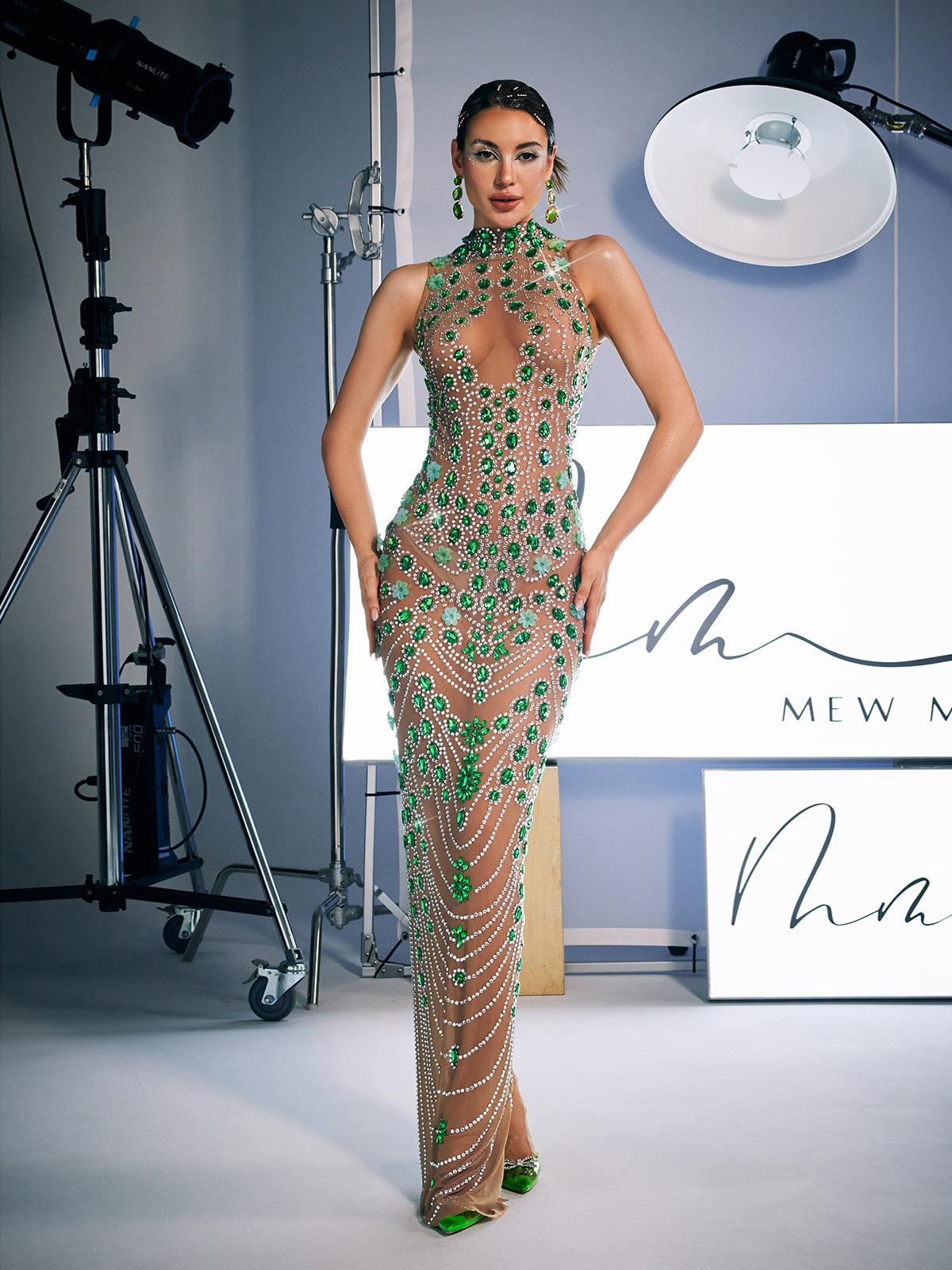Robe maxi ornée de strass 