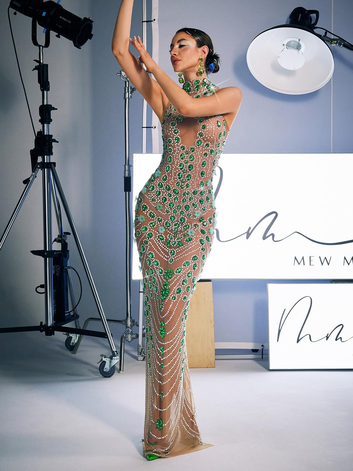 Robe maxi ornée de strass 