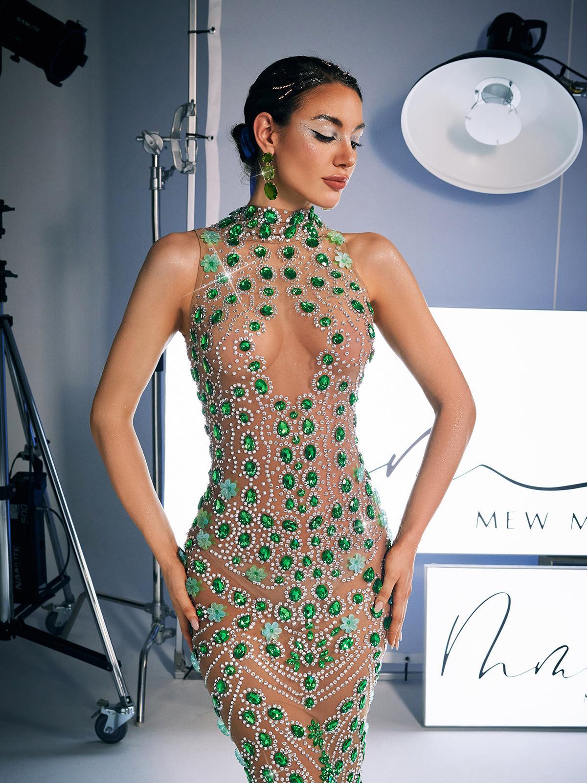 Robe maxi ornée de strass 