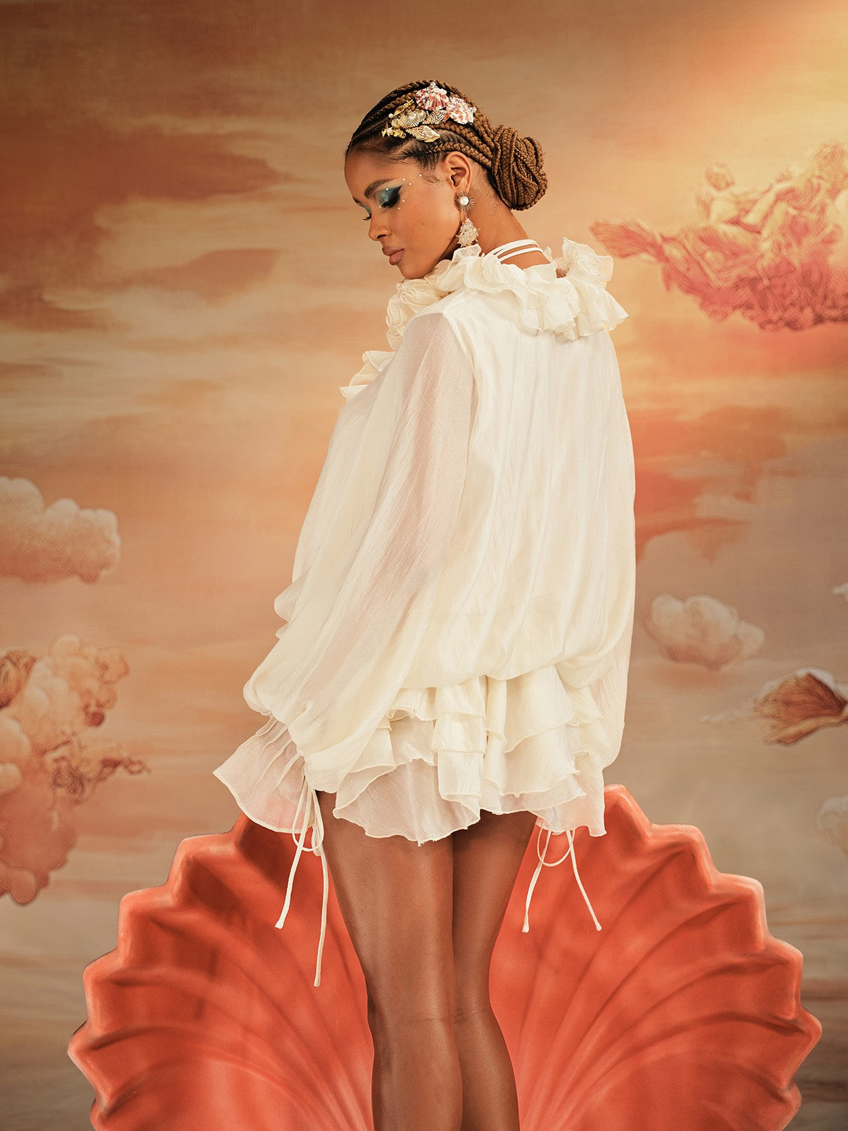 Long Sleeve Ruffled Mini Dress