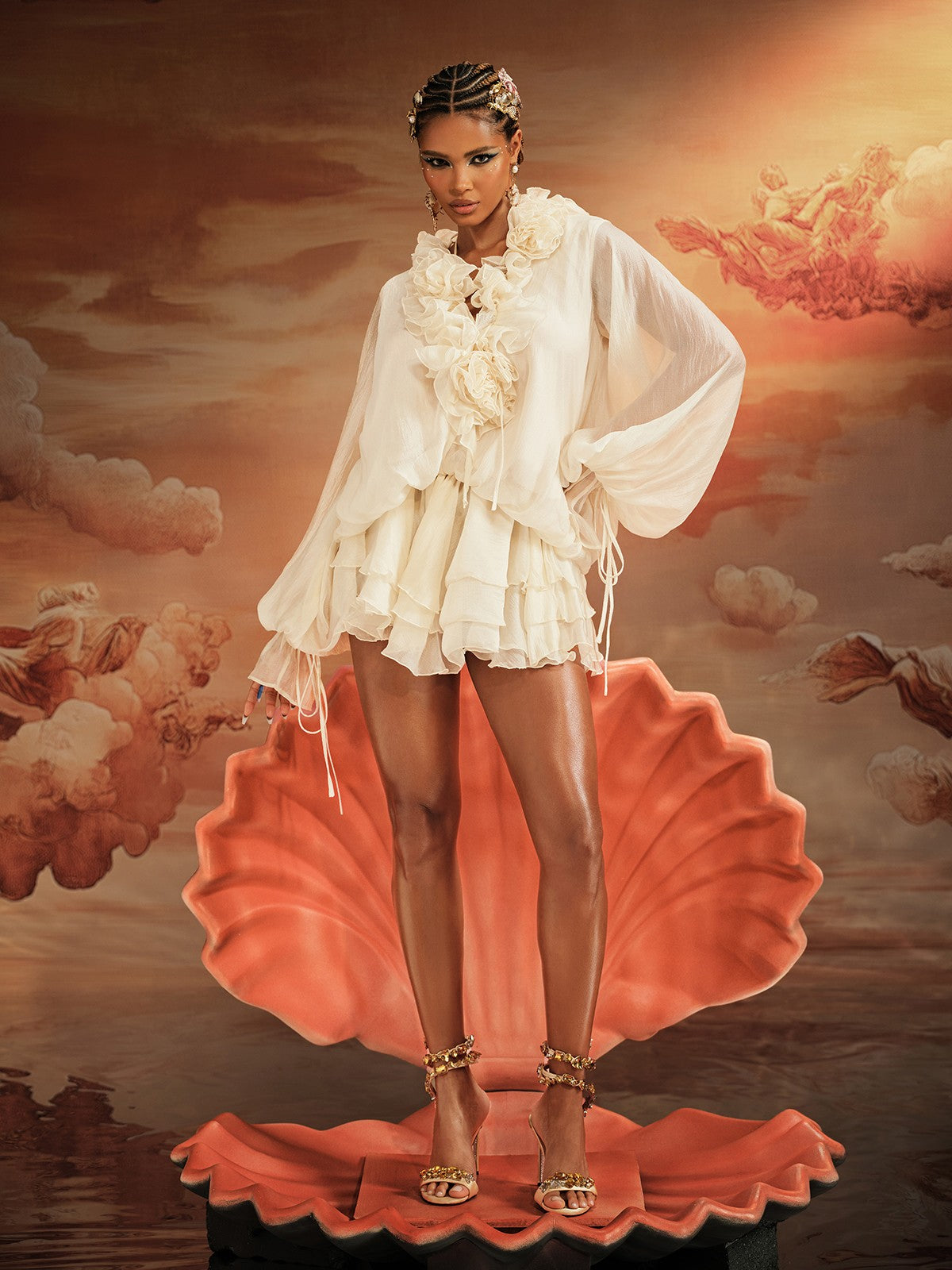 Long Sleeve Ruffled Mini Dress