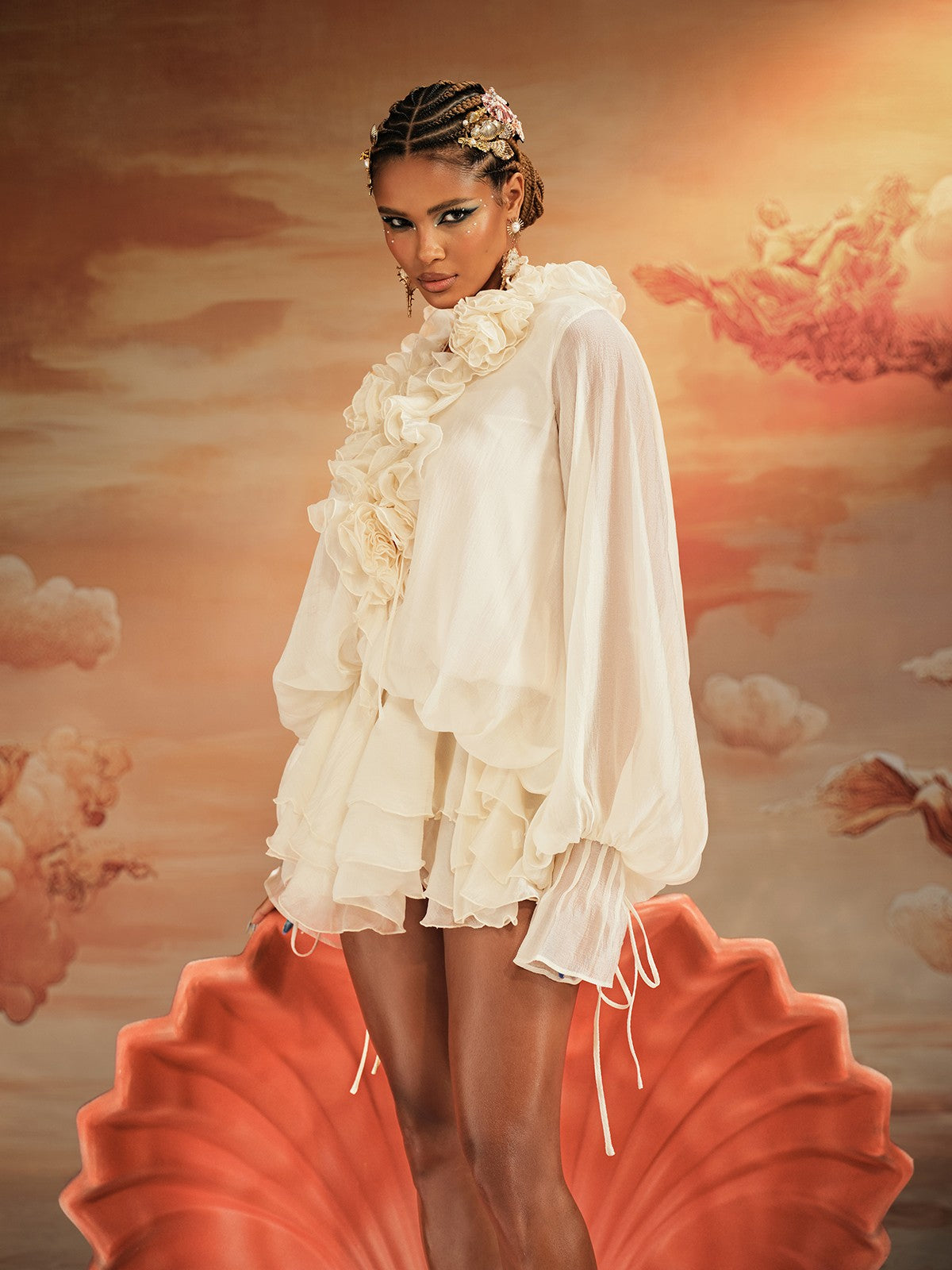 Long Sleeve Ruffled Mini Dress