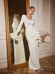 Robe longue à manches évasées et à nouer 