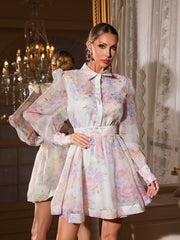 Long Sleeve Floral Mini Dress