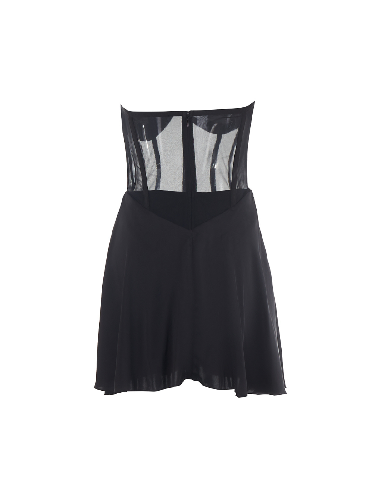 Robe mini bustier en satin sans bretelles 