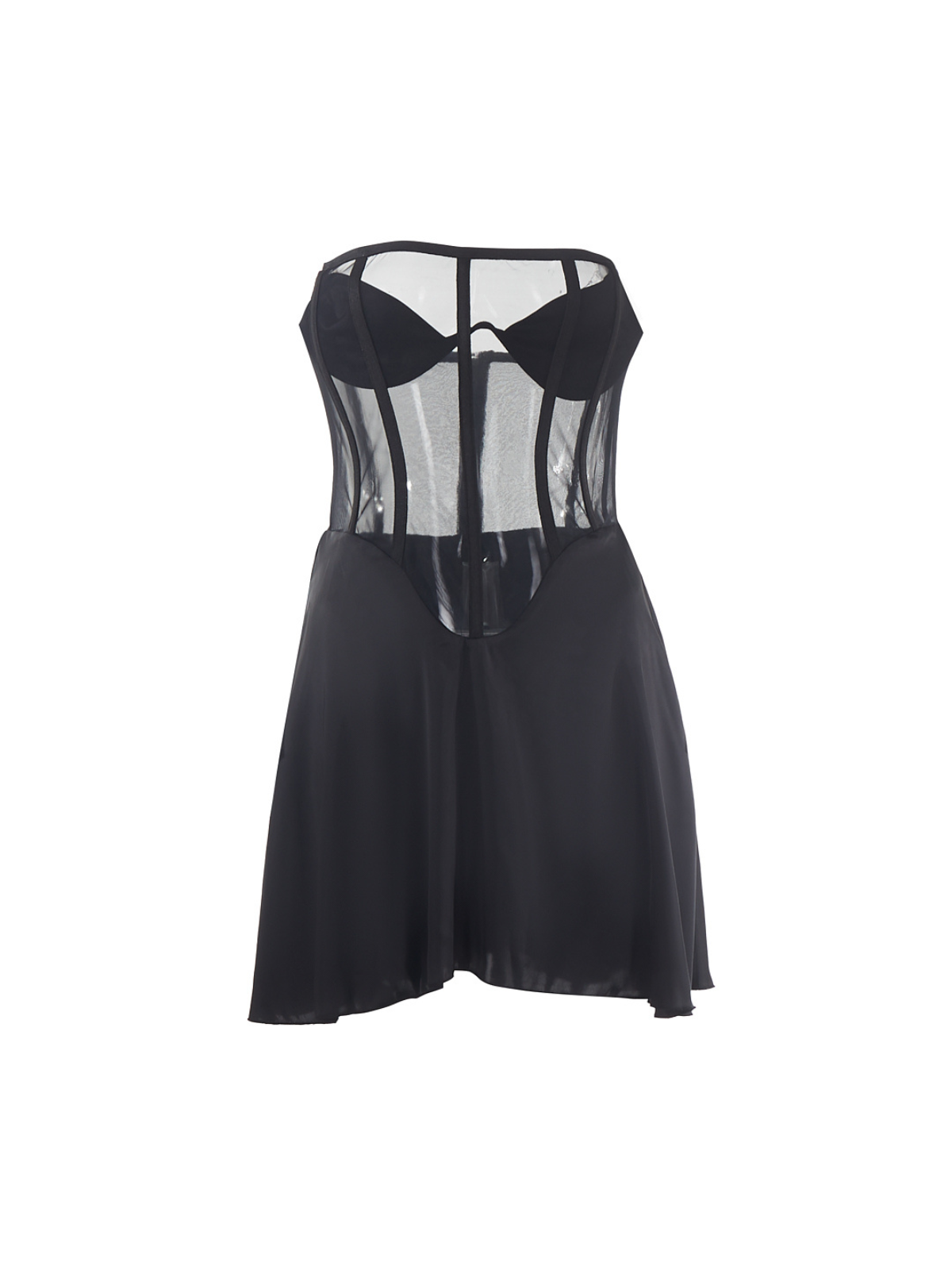 Robe mini bustier en satin sans bretelles 