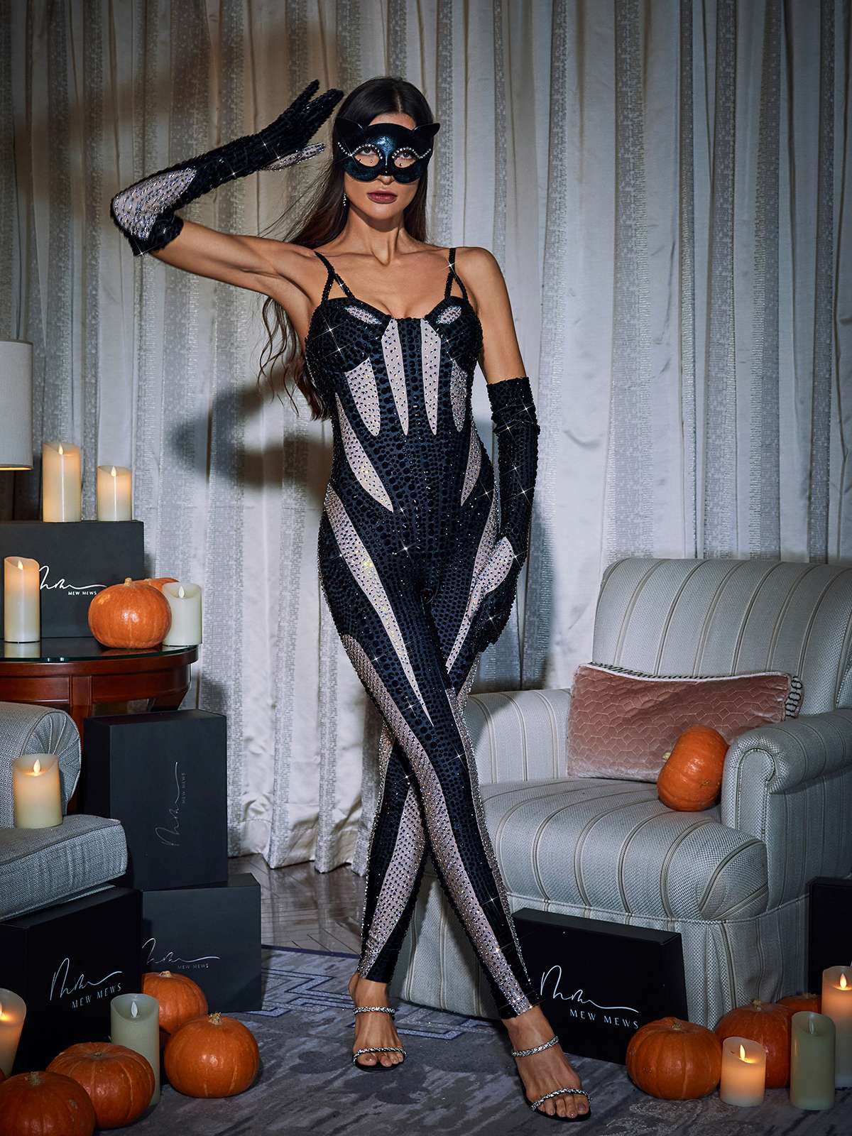 Diamante Jumpsuit In Black