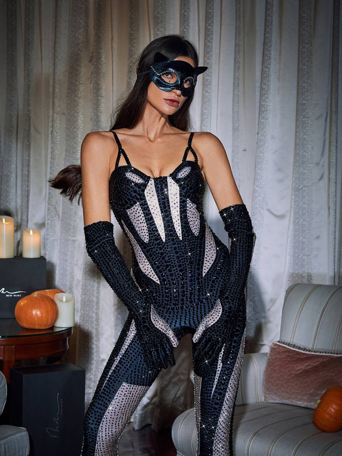 Diamante Jumpsuit In Black