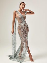 Split Sequin Maxi Dress