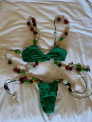 Bead Swimsuit Soild Bikini Swimsuit Separates Swimwear Two Piece Side Straps Swimsuit Bathing Suit